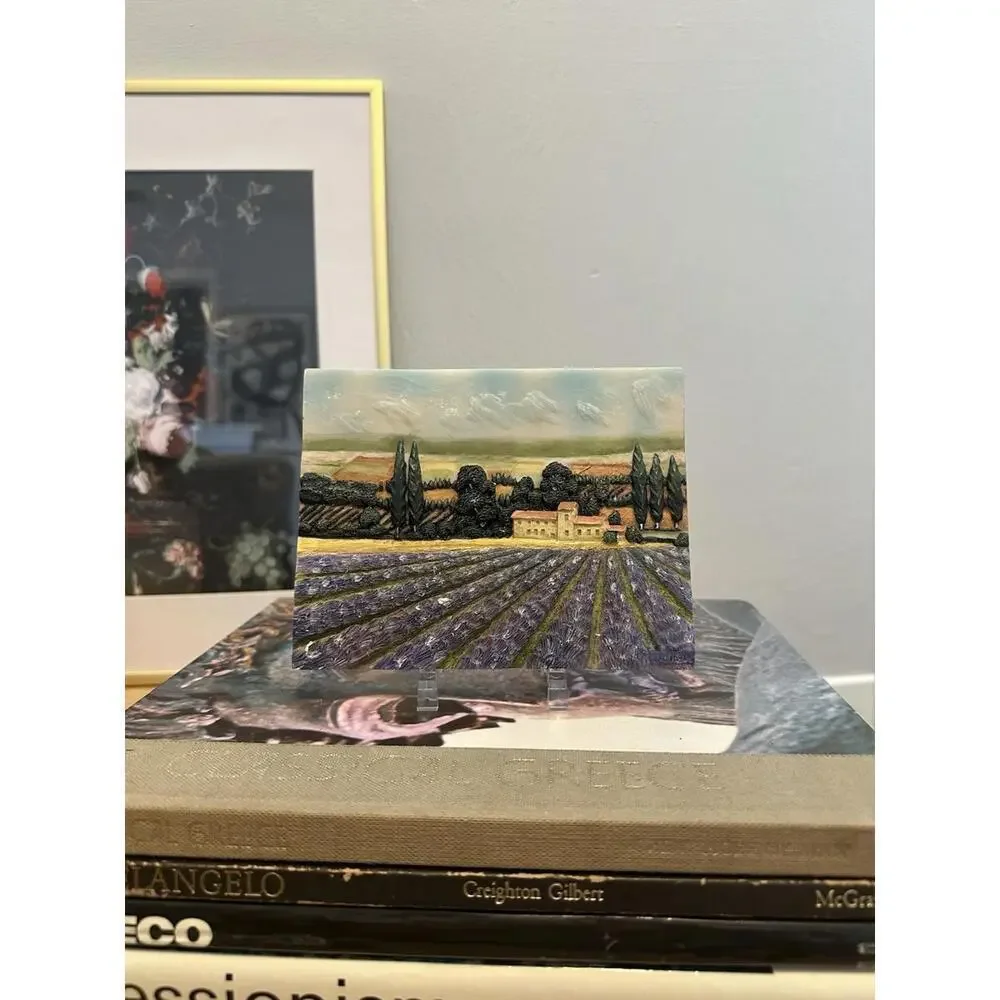 Set Of 2 Signed 6”x5” Textured Wall Plaques Tuscan Fields Landscape Gallery Wall